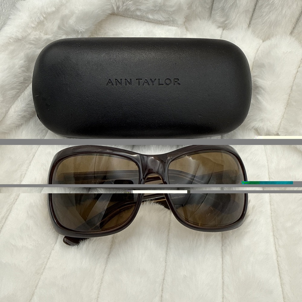 ANN TAYLOR 131392 7317 BROWN GRADIENT AUTHENTIC VINTAGE SUNGLASSES &LEATHER CASE